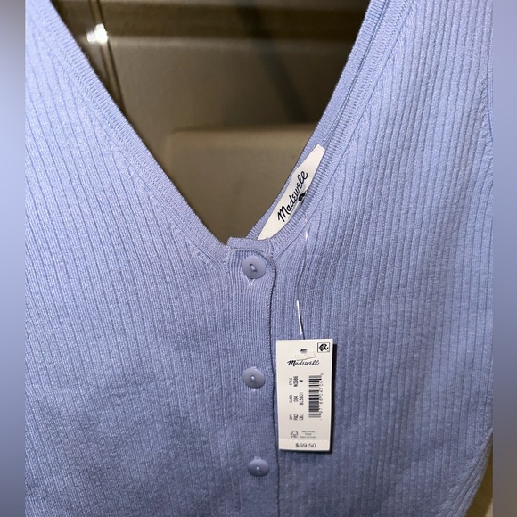 Madewell The Signature Knit Button Front Sweater Tank Craft Blue - Picture 3 of 4